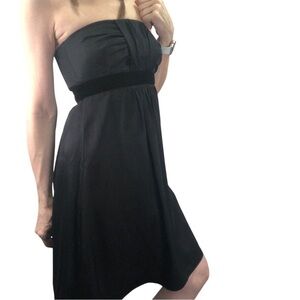 Y2K Silk Coquette Dress Banana Republic Size 2P Black Mini Strapless Whimsigoth